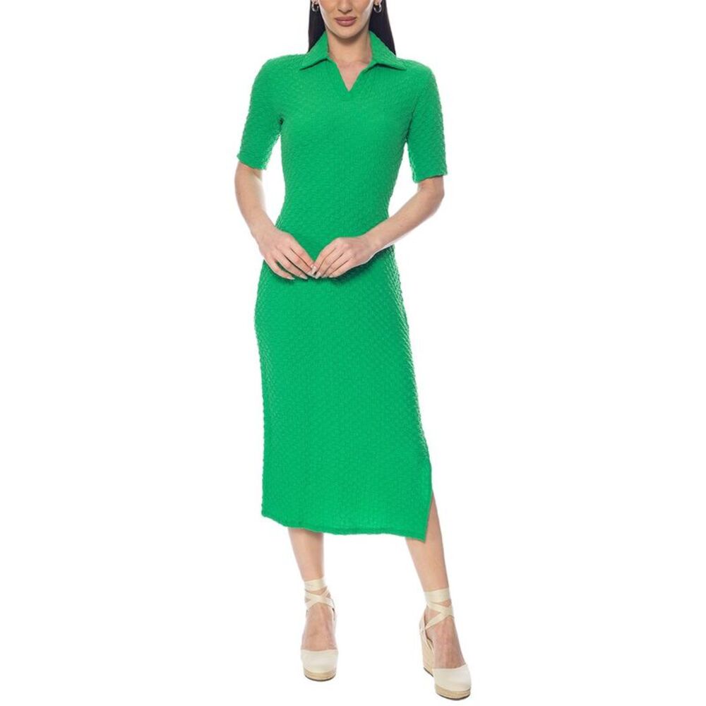 Tash + Sophie Womens  Elbow Sleeve Collared Dress, Green